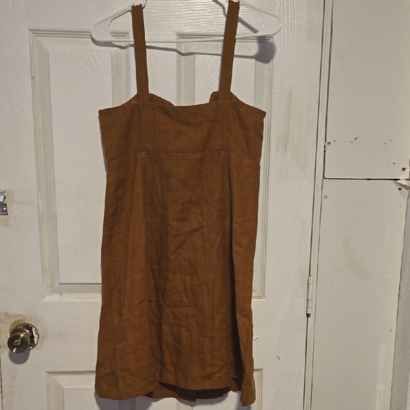 Brown Midi Dress with Button Detail - Picture 5 of 5